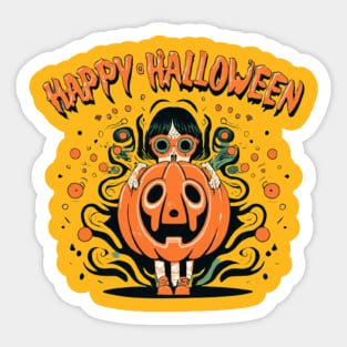 Happy Halloween kid with glasses Sticker